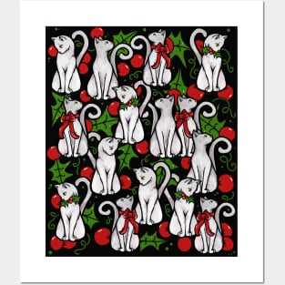 Christmas White Cats Posters and Art